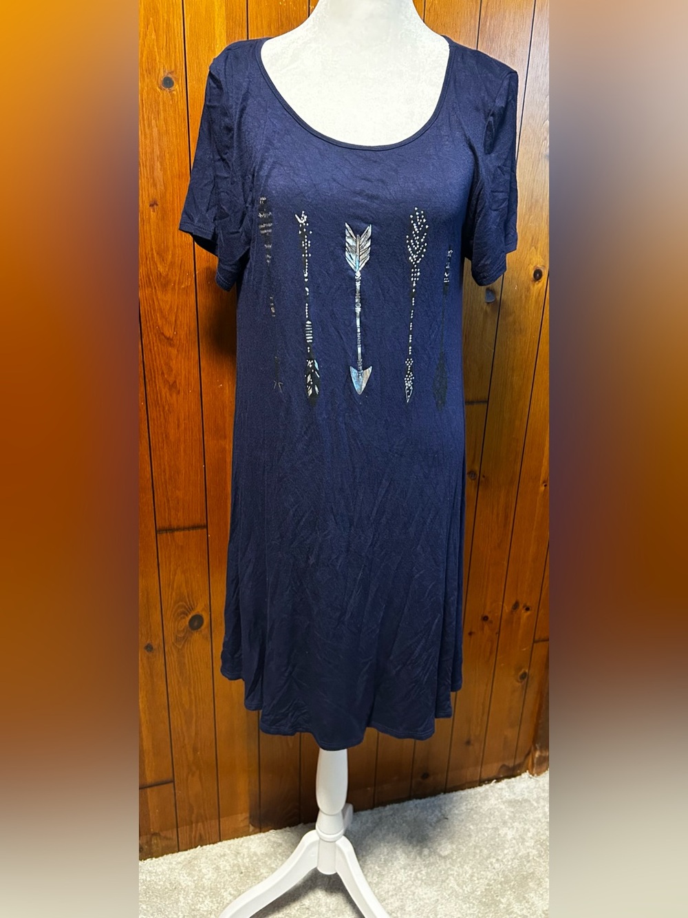 SJS Navy Dress Rayon Made in Mexico Size L
